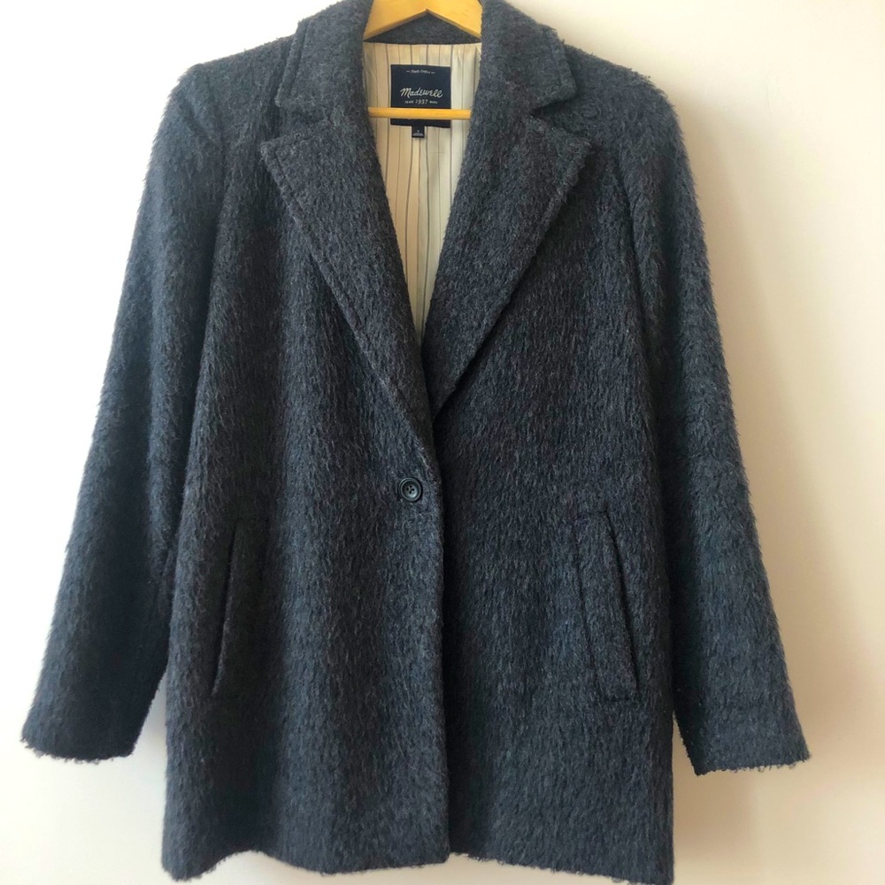 Madewell grey brush weave cocoon coat Sz 2